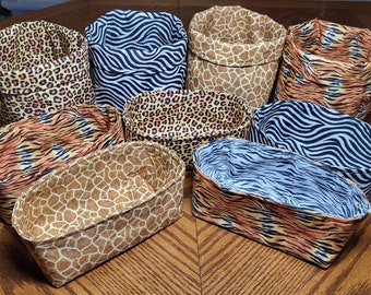 ANIMAL PRINTS cute fabric baskets - two sizes