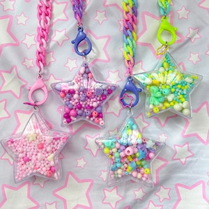 Candy Star Shaker Charm Necklaces with Lanyard Chain - One of a Kind!