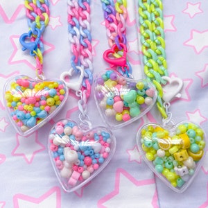 Candy Heart Shaker Charm Necklaces - One of a Kind!