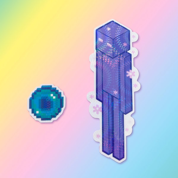 Holographic Minecraft Enderman and ender Pearl Stickers