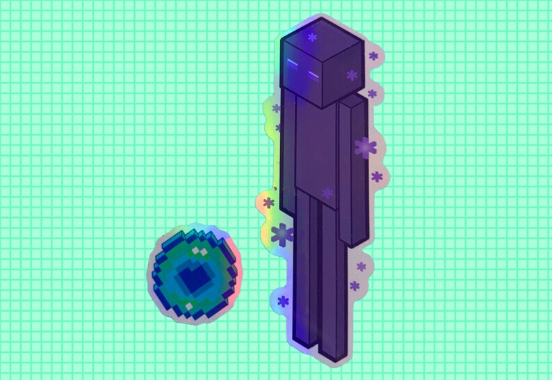 Holographic Minecraft Enderman and Ender Pearl Stickers Etsy UK