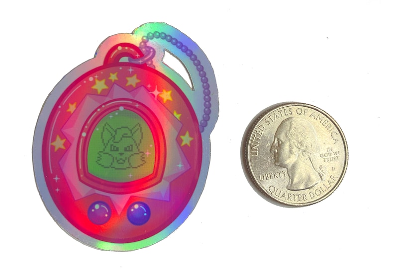 Holographic Turning Red Virtual Pet Sticker Etsy