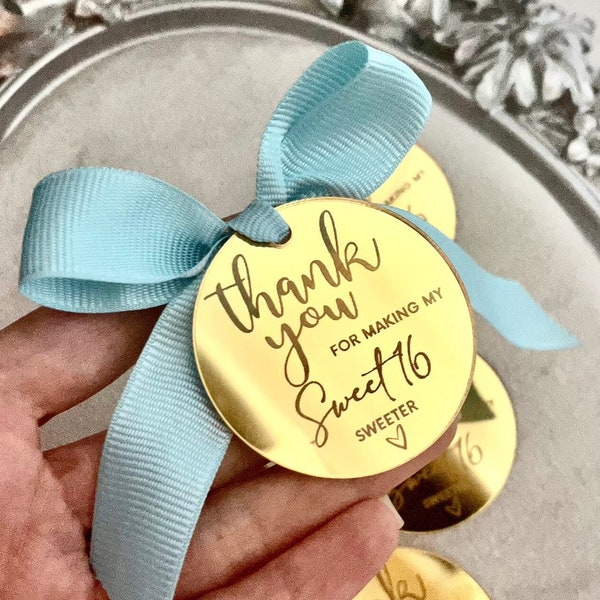 Gold Sweet 16 Sweeter Tag, Party Supply, 2inch5cm, Sweet 16 Decoration, Sweet 16 Tag, Sweet 16 Favors, Sweet16 Birthday Gift, Sweet 16 Party