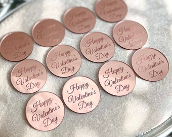 Rose Gold Acrylic Mirror Tags, Valentines Day Tag, Personalized Gift, Reception Token, Custom Acrylic Tags, Baby Shower Favors, Cake Charm