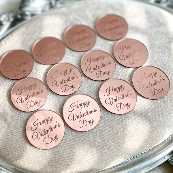 Rose Gold Acrylic Mirror Tags, Valentines Day Tag, Personalized Gift, Reception Token, Custom Acrylic Tags, Baby Shower Favors, Cake Charm