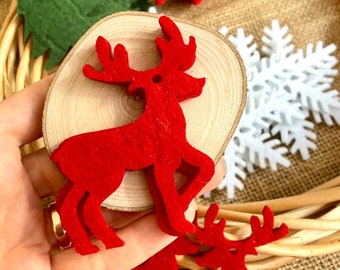 Christmas Ornaments, Modern Christmas Tree, Christmas Gift Wrap, Christmas Decoration, Holiday Decor, Laser cut Felt Deer, Tree, Snowflake