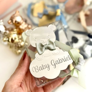 Orsacchiotto con magneti a nuvola, regali personalizzati per orsacchiotti, regali per la doccia per bambini, bomboniere per orsacchiotti, benvenuto del bambino, compleanno dell'orsacchiotto