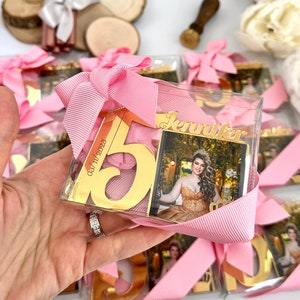 Custom Pink Gold Mis Quince Años, Mis Quince 15, Sweet 15 Photo Magnets, Personalized Gift, Quinceañera Birthday Favors, Birthday Party Gift