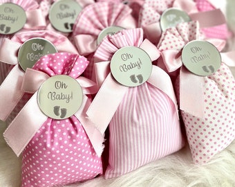 Oh Baby Gifts, Sachet Bags, Birthday Party Gift, Baby Shower Favors, Gingham Gift Bag, Gender Reveal Gift, Baby Feet Design, Lavender Pouch