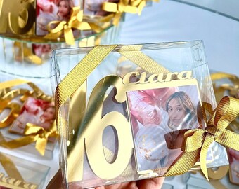 Custom Gold Sweet 16 Photo Magnets, Mis Quince 15 Gift, Sweet 16 Birthday Favors, Sweet 16 Frames, Birthday Party Gift, Quinceañera Gift