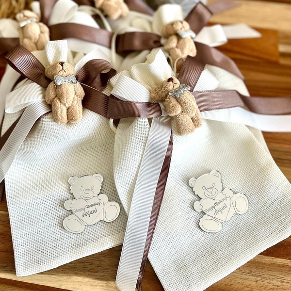 Large Teddy Bear Gift Bags, Teddy Bear Baby Shower Favors, Teddy Bear Birthday, Treat Bag, Personalized Gifts, Thank You Beary Much, Baptism