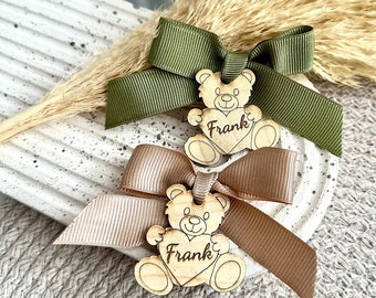 Brown Teddy Bear, Wooden Tag, Boho Bear, Baby Shower Tag, We can Bearly Wait, Thank You Beary Much, Teddy Bear Birthday, Bear with Heart