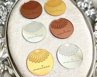 Logo Acrylic Mirror Tag, 2inch 5 cm, Personalized Gift Tag, Brand Business Tags, Business Logo, Custom Wedding Tag, Luxury Tag, Cake Charm