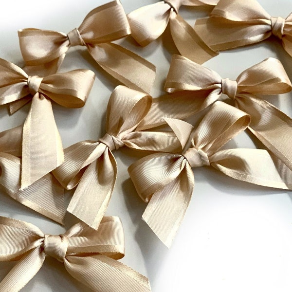 Gold Satin Bows, Event Decor, Pre Tied Ribbon Bows, 50 pcs, Gift Decor, Wedding Decor Event Bow, Craft DIY Supply, Readymade Bow, Craft Tool