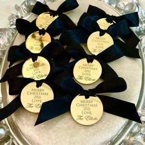 Weihnachts Namensschild, Gold Acryl Spiegel Anhänger, Familie Geschenkanhänger für Weihnachten Dankeschön Tag, Luxus Anhänger Charme, Weihnachten Namen Token, Urlaub Dekor