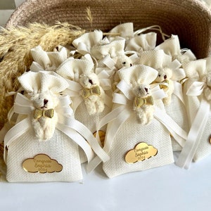 White Teddy Bear Gift Bags, Baptism Gifts, Teddy Bear Party Gifts, Beary Birthday Party Gifts, Baptism Favor, Teddy Bear Baby Shower Gifts