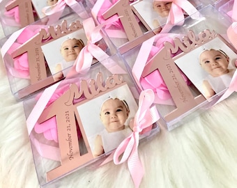 Custom Rose Gold Birthday Photo Magnets, 1st Birthday Gift, First Birthday Favors, Baby Picture Frames, Birthday Party Gifts, Birthday Gifts