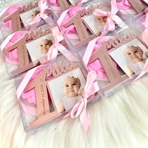Custom Rose Gold Birthday Photo Magnets, 1st Birthday Gift, First Birthday Favors, Baby Picture Frames, Birthday Party Gifts, Birthday Gifts