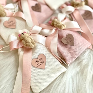 Teddy Bear Favor Bags, Baby Girl Shower Gift Bag, Bear Theme Party, Treat Bags, Baptism Favor, Birthday Gifts, Baby Girl Welcoming Gifts