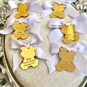 Teddy Bear Acrylic Mirror Tag, Baby Shower Tag, Thank You Beary Much, Personalized Gift, Teddy Bear Birthday, Teddy Bear We can Bearly Wait