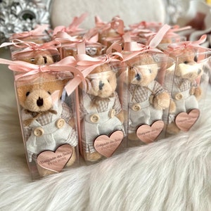 Custom Plush Brown Teddy Bear Keychain, Baptism Favors, Baby Girl Shower Party, Bear Baby Shower, Bear Birthday Party, Thank You Beary Much