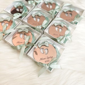 Rose Gold Sage Green Baby Shower Favors, Pregnancy Anouncement, Baby Feet Magnet, Welcome Baby Gift, Gender Reveal Party, Baby Arrival Gift