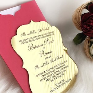 Invitaciones acrílicas de boda, invitación de espejo de boda, invitación dulce 16, invitación de boda, tarjeta de regalo de boda, tarjeta de boda
