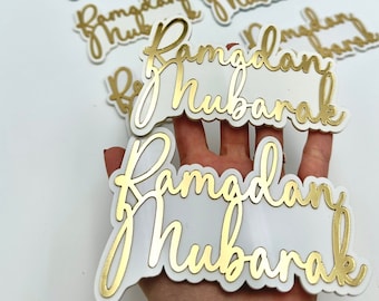 White Ramadan Mubarak Plate Mirror Tag, Ramadan Acrylic Label, Eid Mubarak Gift, Ramadan Label, Ramadan Kareem Tag, Eid Tag, Ramadan Mubarak