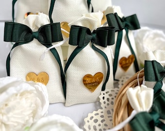 Emerald Green Sachet Bags, Wedding Sachet Bags, Personalized Gift, Custom Wedding Favors, Bridal Shower, Lavender Pouch, Baby Shower Favors
