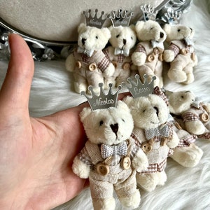 Portachiavi orsetto personalizzato, bomboniere per bambini, We Can Bearly Wait, regali per baby shower con orsetto, regali di compleanno, bomboniere per la benvenuta neonata