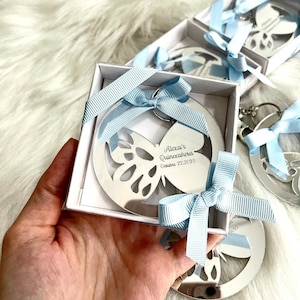 Boîte de porte-clés en acrylique papillon, Sweet 16, Quinceañera Favors, Douche de bébé papillon, Cadeau d’anniversaire personnalisé, Mis Quince15, Révélation de sexe