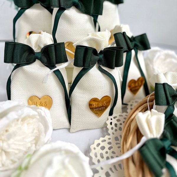 Emerald Green Sachet Bags, Wedding Sachet Bags, Personalized Gift, Custom Wedding Favors, Bridal Shower, Lavender Pouch, Baby Shower Favors