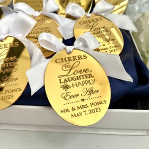 Etiqueta de espejo acrílico grande, 3 pulgadas 8 cm, etiqueta de regalo personalizada, etiquetas para guardar la fecha, ficha de recepción, etiqueta de boda personalizada, etiqueta de lujo, encanto de pastel