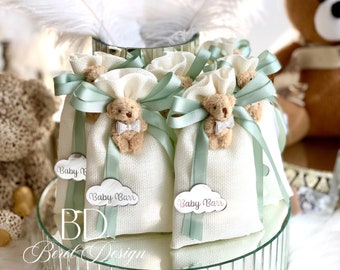 Sage Green Teddy Bear Bags, Baby Shower Gifts, Personalized Gifts, Birthday Party Gifts, Baptism Favor, Bridesmaid Gifts, Baby Welcoming Bag