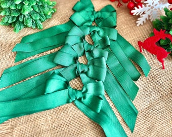 Merry Christmas Ribbon Bows, Pre Tied Bows, Christmas Bow, Christmas Decorations, Green Ribbon, Craft DIY Supply, Readymade Bow, Craft Tools
