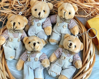 Teddy Bear Plush Keychain, Birthday Gift, Thank you Beary Much, Teddy Bear Baby Shower, Party Favors Personalized Gift, Teddy Bear Birthday