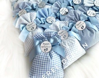 Baby Boy Shower Gifts, Gingham Sachet Bag, Birthday Party Gifts, Baby Shower Favors, Welcoming Favors, Baby Feet Design, Lavender Pouch