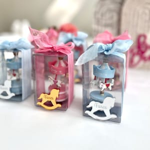 Pink Carnival Party Favors, Carousel Theme Gift, Carousel Favor Box, Carousel Horse Favors With Box, Custom Wooden Pink and Blue Carousel,