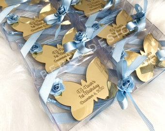 Butterfly Fridge Magnets with Box, Quinceañera Sweet 16 Favors, Personalized Gift, Custom Mirror Magnet, Butterfly Favors, Welcome Favors