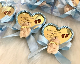 Teddy Bear Baby Shower Favors, Personalized Gifts, Custom Teddy Bear Magnets, Baby Shower Favors,  Birth Anouncement, Gender Reveal Party