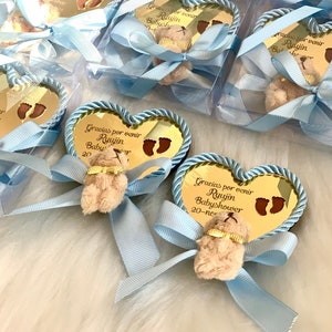 Favores de la ducha del bebé del oso de peluche, regalos personalizados, imanes personalizados del oso de peluche, favores de la ducha del bebé, anuncio de nacimiento, fiesta de revelación de género