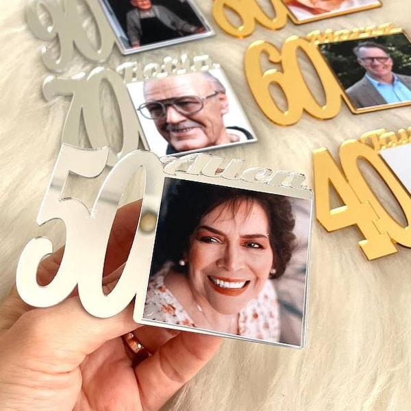 Custom Photo Magnet, Party Favors for Adults Birthday, 80, 90 Birthday Picture Frame, Age 50 Photo Favors, Age 40 Favors, 60 Gift for Adults