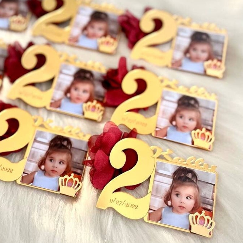 Custom 2nd Birthday Photo Magnet, Second Birthday Favors, Age  Birthday Photo Favors, Picture Frames, 2 Year Old Birthday Party Gifts