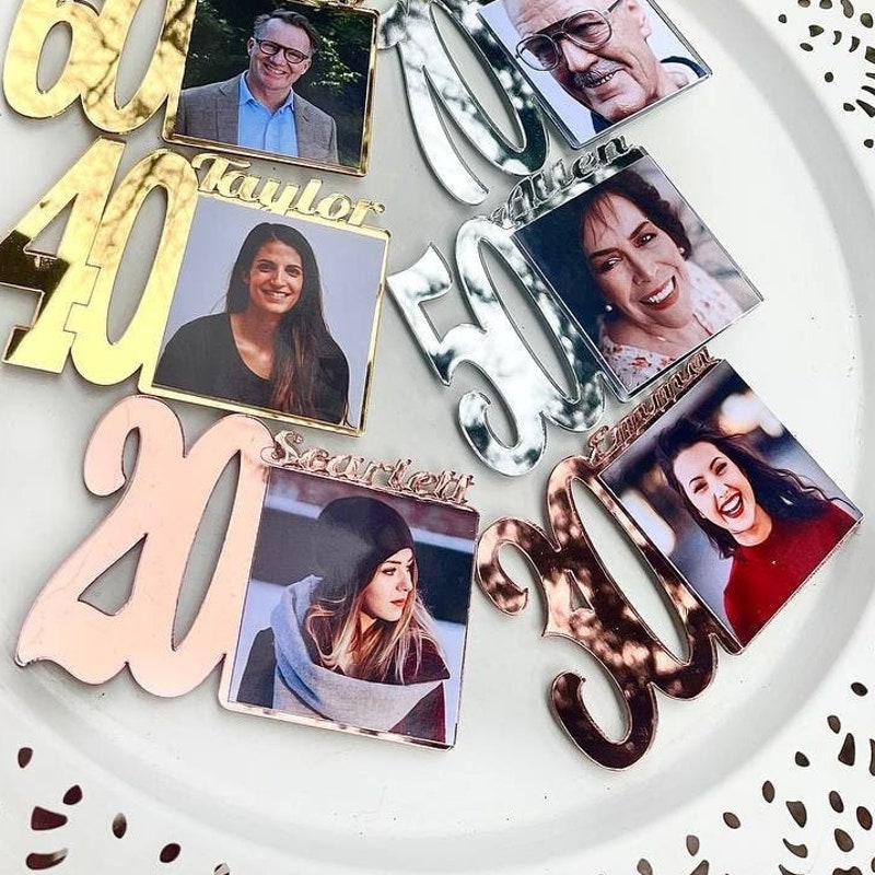 Custom 20 Birthday Photo Magnet, 30th Birthday Picture Frame, 40th Birthday Gift, Birthday Party Gift, Age 50 Favors, Age 40 Gift for Adult