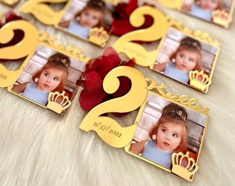 Custom 2nd Birthday Photo Magnet, Second Birthday Favors, 2 Sweet Birthday Photo Favors, Picture Frames, 2 Year Old Birthday Party Gifts