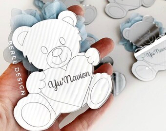 Handmade Set of 4 Wooden Heart Fridge Magnets Me To You Teddy Bear Print Design