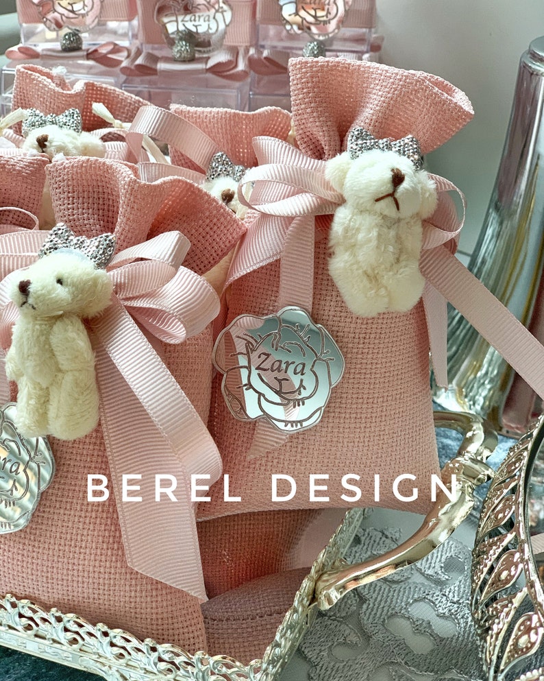 Pink Teddy Bear Sachet Bags Baby Shower Gift Bags 10 Etsy