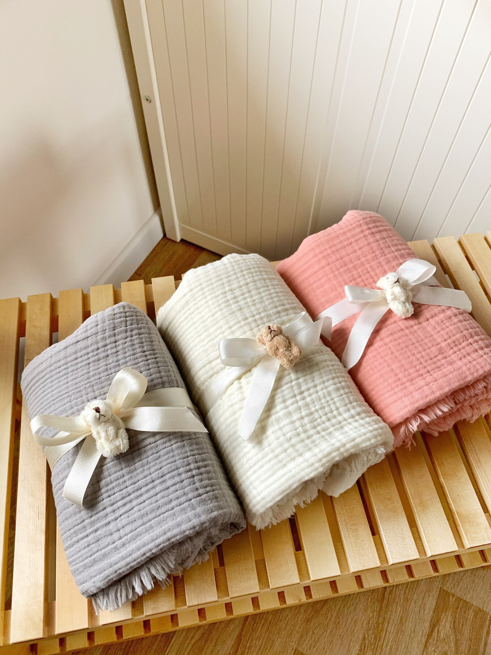 Pink Muslin Baby Blankets in Natural Earthy Colors 100 Cotton Etsy