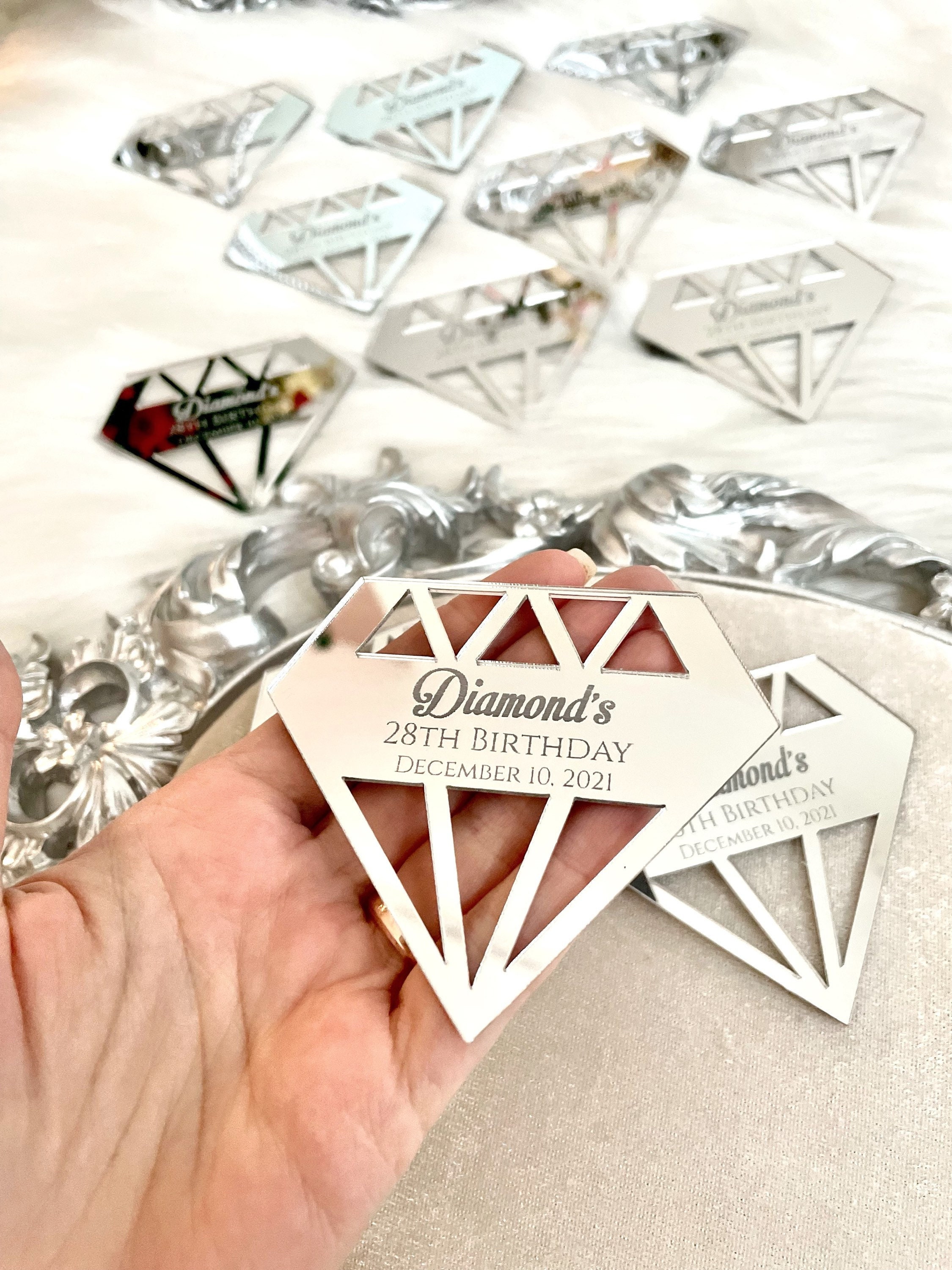 Personalized Gift, Diamond Save the Date Favors, Valentines Day, Diamond Shape Wedding Favors, Diamond Birthday Theme,Wedding Guest Gifts