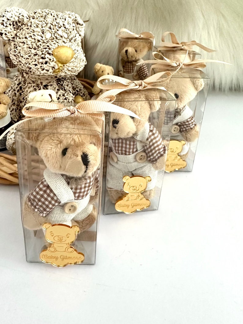 Custom Plush Teddy Bear Keychain Baby Girl Shower Party Etsy
